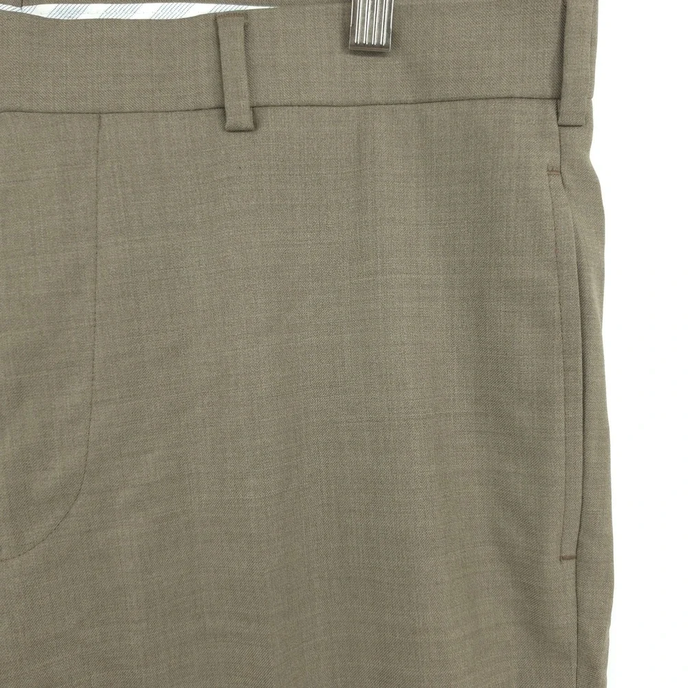Jos A Bank Mens Traveler Pants Wool Blend Brown 40x32 Slim Fit Wrinkle Resistant